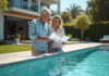 Coût d’une conversion à une piscine minérale : découvrez nos estimations Couple regardant devis piscine mineral en extérieur