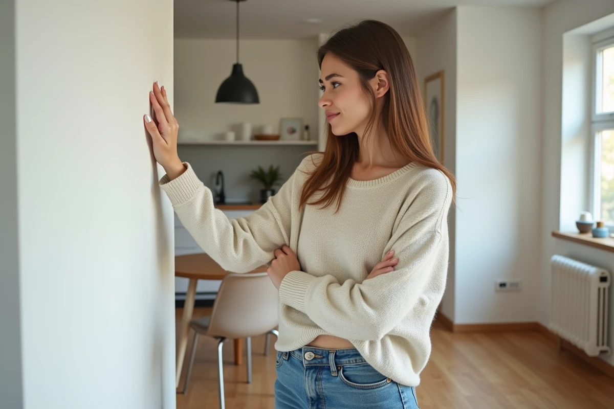 Jeune femme touchant l