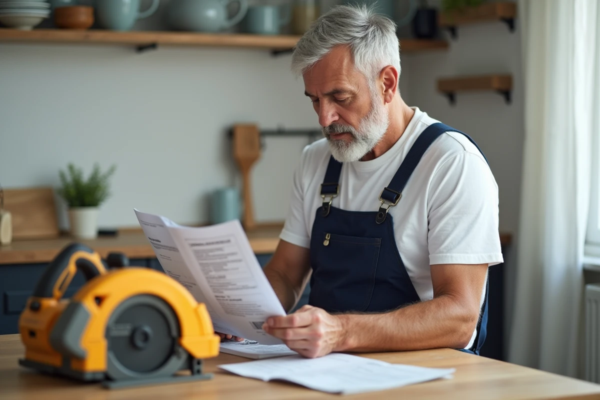 Homme lit un manuel à côté d