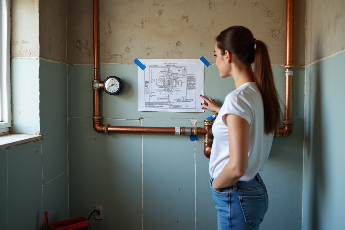 Jeune femme vérifie un compteur d