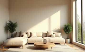 Couleur neutre : le beige, un choix sûr pour votre décoration intérieure ? Salon moderne avec canapé beige et lumière naturelle