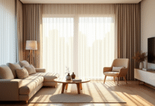 Salon moderne avec lumière naturelle et décor scandinave